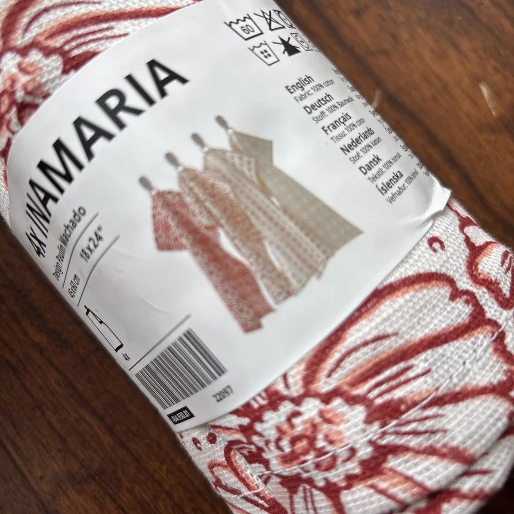IKEA Inamaria 4‎ Pack Dish Towel Floral 12x16